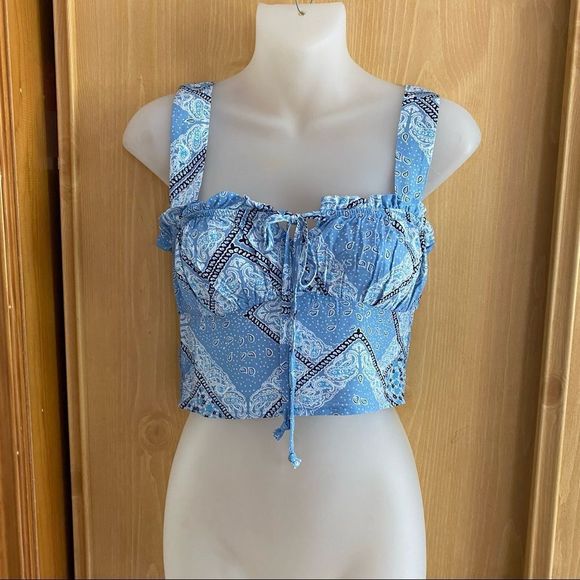 LA Hearts • Keyhole Corset Top in Blue Bandana - Picture 2 of 12
